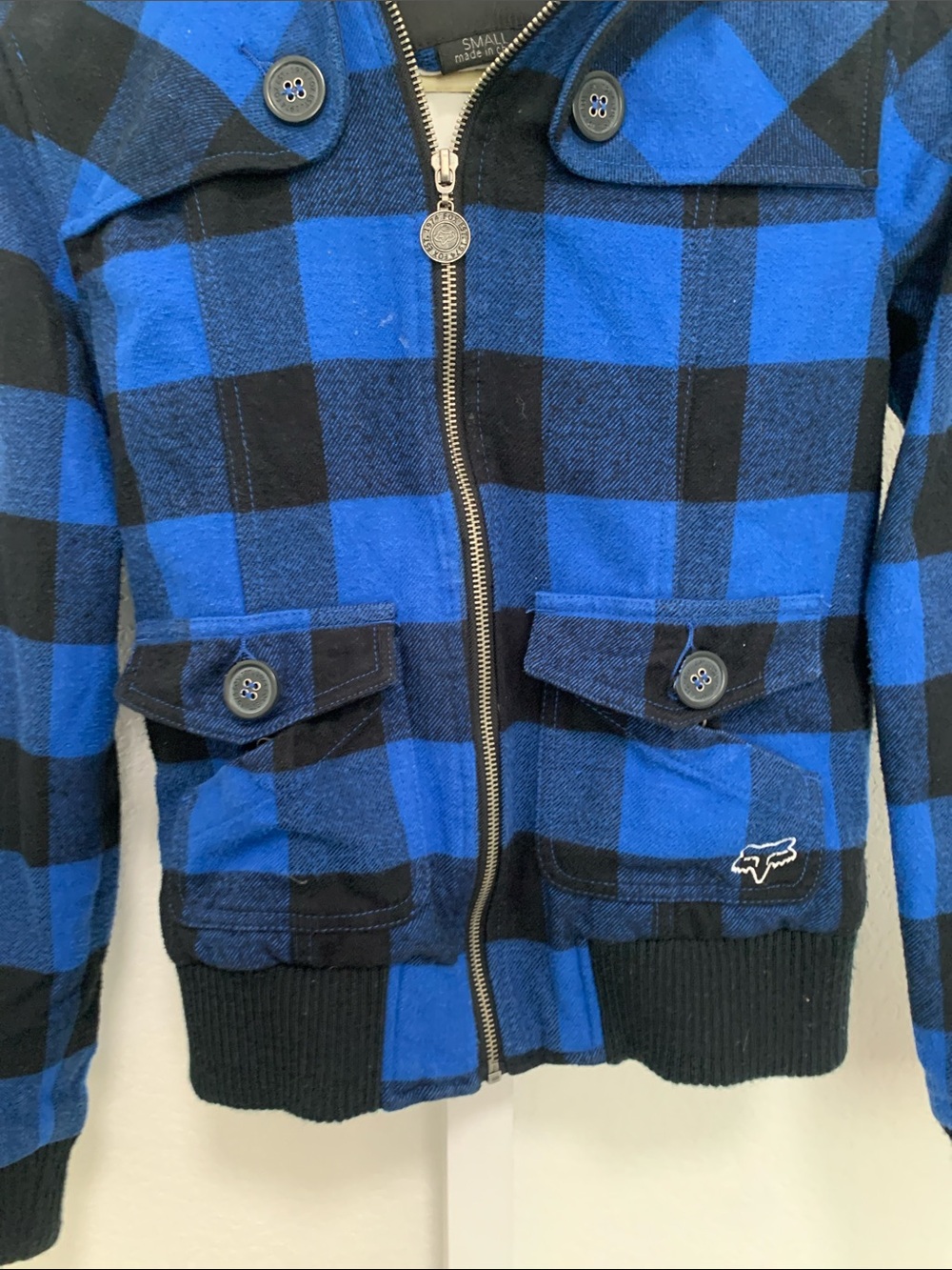 Fox Racing Blue & Black Plaid Sherpa-Lined Zip Jacket - Picture 4 of 9